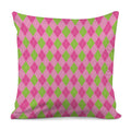 Green And Pink Argyle Pattern Print Pillow Cover