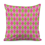 Green And Pink Argyle Pattern Print Pillow Cover