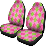 Green And Pink Argyle Pattern Print Universal Fit Car Seat Covers