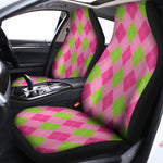 Green And Pink Argyle Pattern Print Universal Fit Car Seat Covers