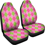 Green And Pink Argyle Pattern Print Universal Fit Car Seat Covers