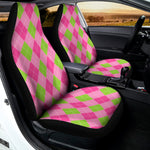 Green And Pink Argyle Pattern Print Universal Fit Car Seat Covers