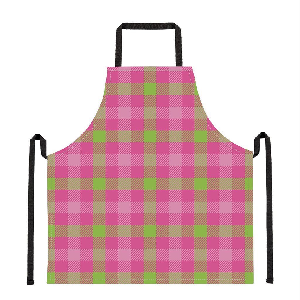 Green And Pink Buffalo Plaid Print Apron