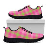 Green And Pink Buffalo Plaid Print Black Sneakers