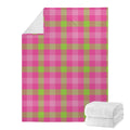 Green And Pink Buffalo Plaid Print Blanket