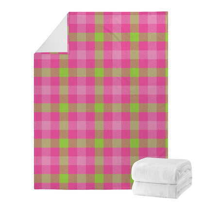 Green And Pink Buffalo Plaid Print Blanket