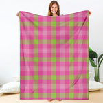 Green And Pink Buffalo Plaid Print Blanket