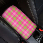 Green And Pink Buffalo Plaid Print Car Center Console Cover