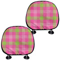 Green And Pink Buffalo Plaid Print Car Headrest Covers