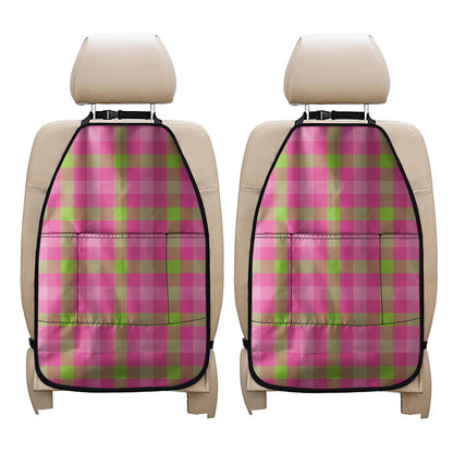 Green And Pink Buffalo Plaid Print Car Seat Organizers