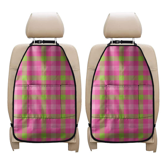 Green And Pink Buffalo Plaid Print Car Seat Organizers