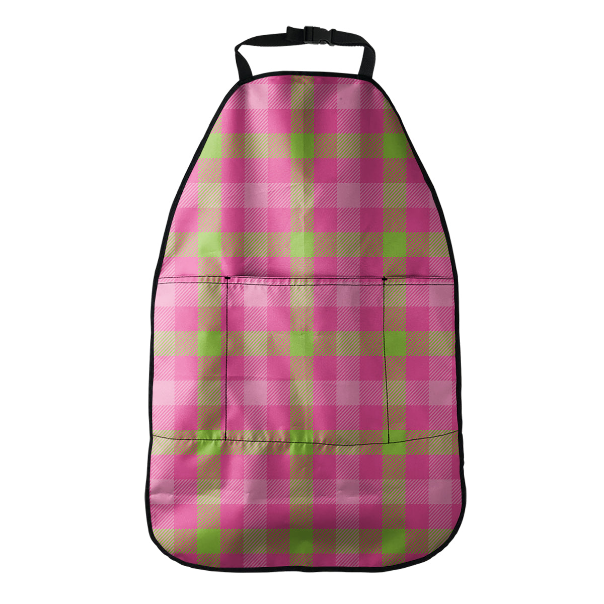 Green And Pink Buffalo Plaid Print Car Seat Organizers