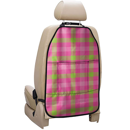 Green And Pink Buffalo Plaid Print Car Seat Organizers