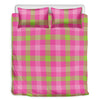 Green And Pink Buffalo Plaid Print Duvet Cover Bedding Set