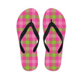 Green And Pink Buffalo Plaid Print Flip Flops