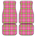 Green And Pink Buffalo Plaid Print Front and Back Car Floor Mats