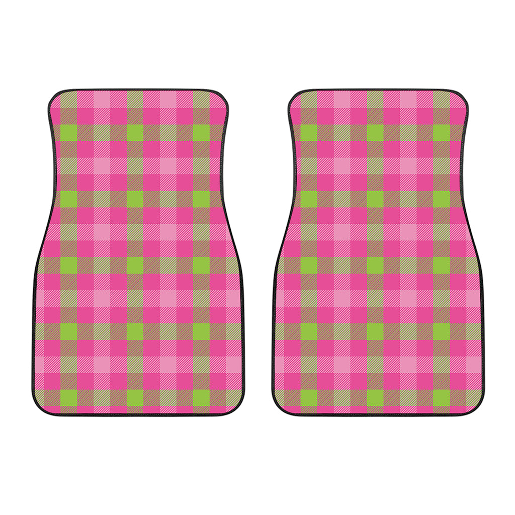 Green And Pink Buffalo Plaid Print Front Car Floor Mats
