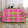 Green And Pink Buffalo Plaid Print Loveseat Slipcover