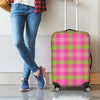 Green And Pink Buffalo Plaid Print Luggage Cover
