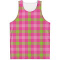 Green And Pink Buffalo Plaid Print Men's Tank Top