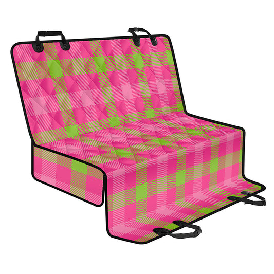 Green And Pink Buffalo Plaid Print Pet Car Back Seat Cover
