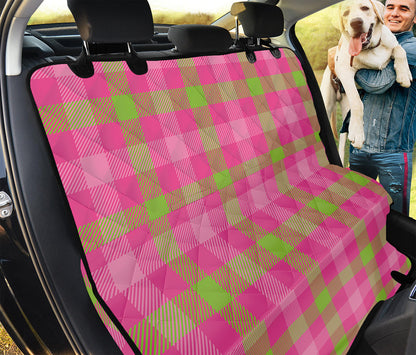 Green And Pink Buffalo Plaid Print Pet Car Back Seat Cover