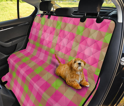 Green And Pink Buffalo Plaid Print Pet Car Back Seat Cover