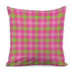 Green And Pink Buffalo Plaid Print Pillow Cover