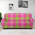 Green And Pink Buffalo Plaid Print Sofa Cover
