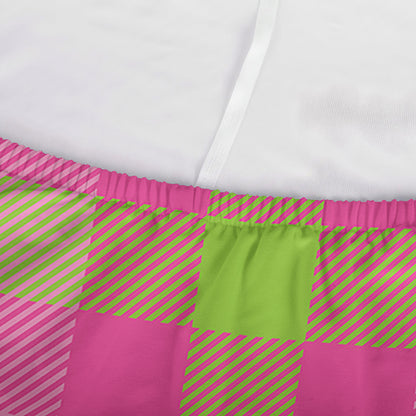 Green And Pink Buffalo Plaid Print Sofa Cover
