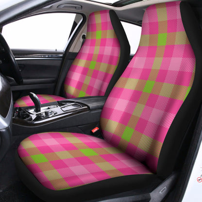 Green And Pink Buffalo Plaid Print Universal Fit Car Seat Covers