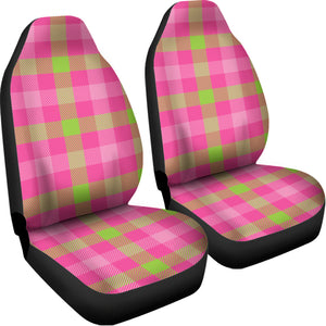 Green And Pink Buffalo Plaid Print Universal Fit Car Seat Covers