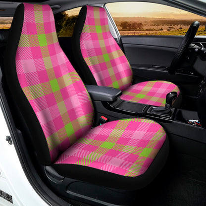 Green And Pink Buffalo Plaid Print Universal Fit Car Seat Covers
