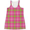 Green And Pink Buffalo Plaid Print Women's Racerback Tank Top