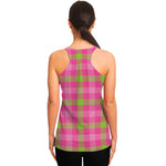 Green And Pink Buffalo Plaid Print Women's Racerback Tank Top