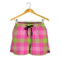 Green And Pink Buffalo Plaid Print Women's Shorts