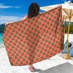 Green And Pink Cannabis Leaf Print Beach Sarong Wrap