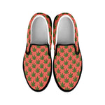 Green And Pink Cannabis Leaf Print Black Slip On Shoes