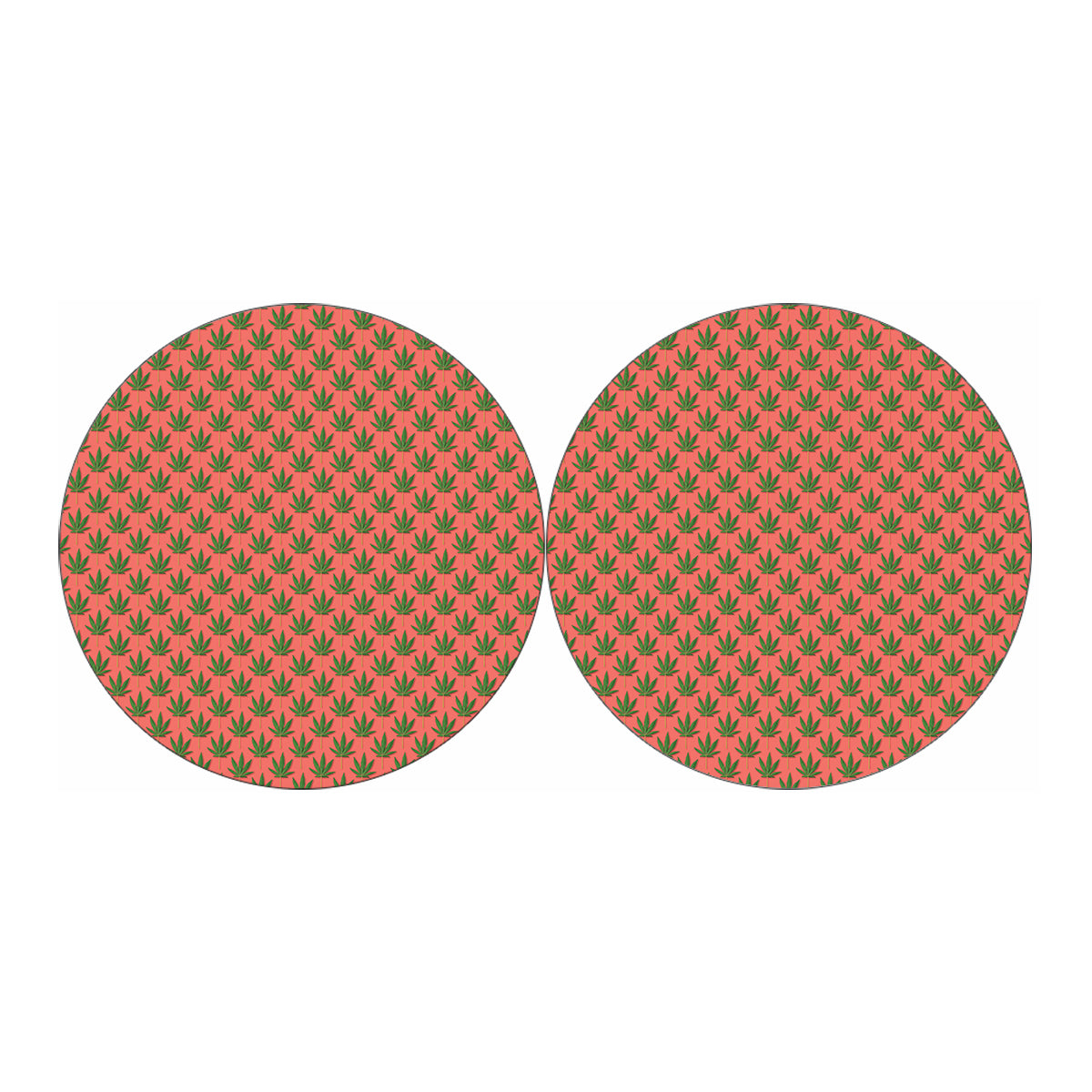 Green And Pink Cannabis Leaf Print Car Coasters