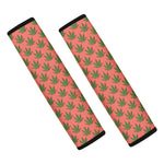 Green And Pink Cannabis Leaf Print Car Seat Belt Covers