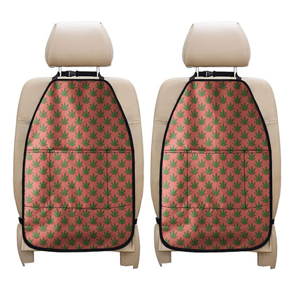 Green And Pink Cannabis Leaf Print Car Seat Organizers
