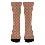 Green And Pink Cannabis Leaf Print Crew Socks