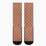 Green And Pink Cannabis Leaf Print Crew Socks