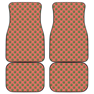 Green And Pink Cannabis Leaf Print Front and Back Car Floor Mats