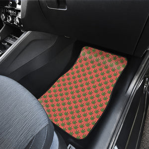 Green And Pink Cannabis Leaf Print Front and Back Car Floor Mats