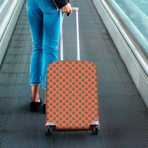 Green And Pink Cannabis Leaf Print Luggage Cover