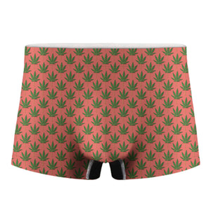 Green And Pink Cannabis Leaf Print Men's Boxer Briefs