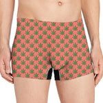 Green And Pink Cannabis Leaf Print Men's Boxer Briefs