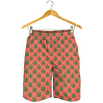 Green And Pink Cannabis Leaf Print Men's Shorts