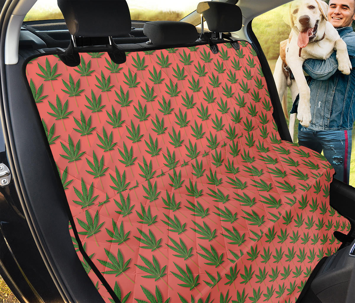 Green And Pink Cannabis Leaf Print Pet Car Back Seat Cover